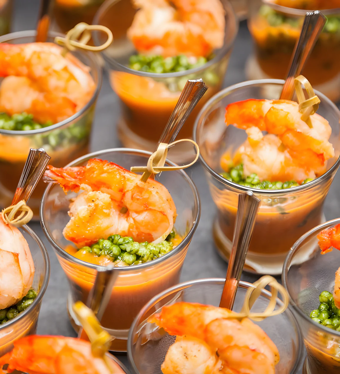 Verrines de crevettes servies lors d’un cocktail